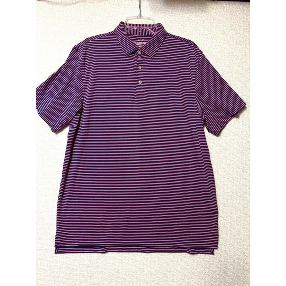 Vineyard Vines Performance golf shirt pink/blue stripe Large